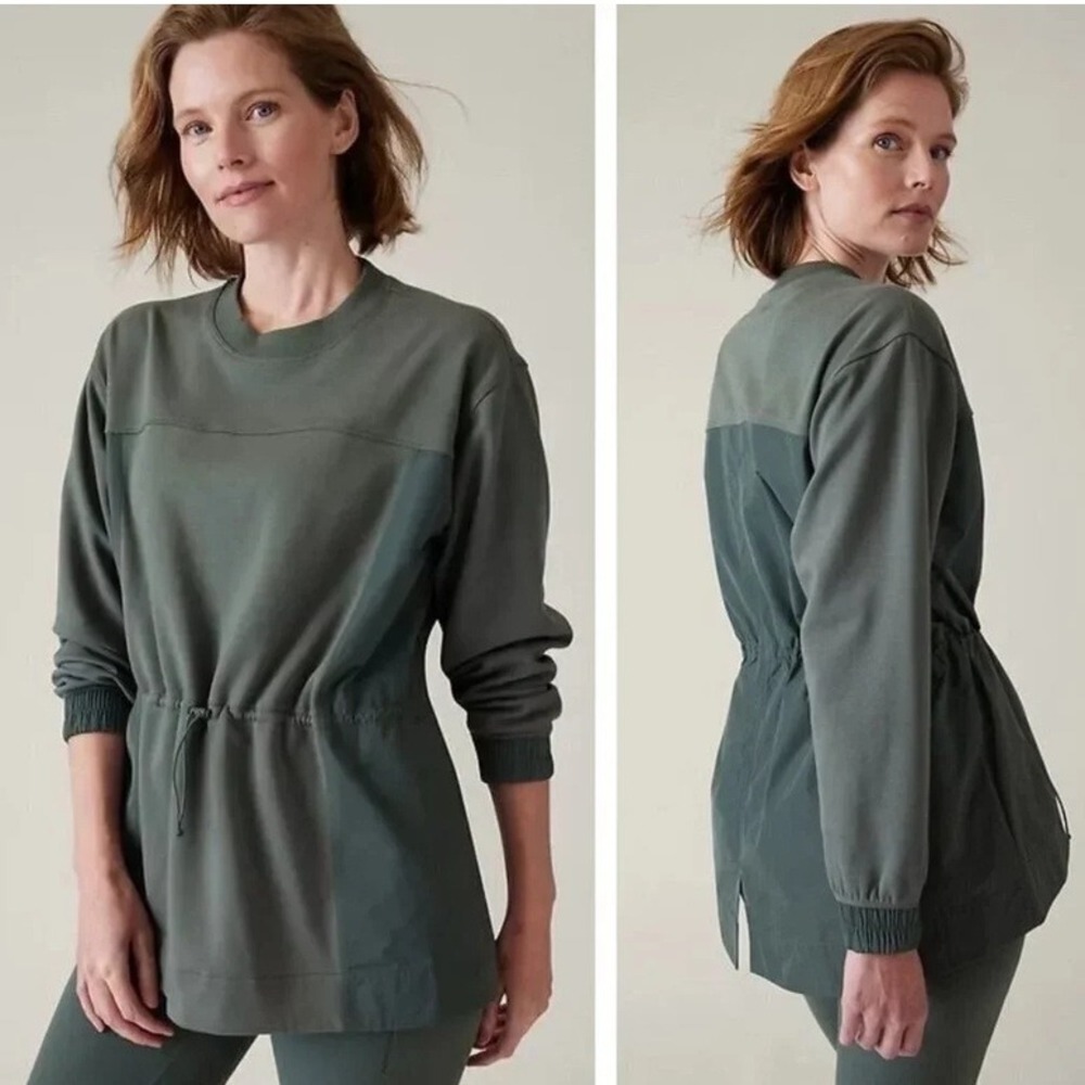 Athleta Triumph Hybrid Crewneck Sweatshirt | Bali Green #532515 (Size S)